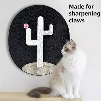 Когтеточка для кошек с рисунком кактуса, кошачья когтеточка из гофрированного картона, наклеивается на пол, как защита мебели от кошачьих когтей(черный) чёрный