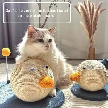 Когтеточка для кошек Шар для когтей для кошек Стол для скалолазания для кошек Три в одном Не падающий мусор Игрушка для кошек S белый/синий