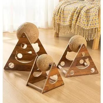 Когтеточка для кошек, шариковая игрушка, когтеточка для кошек с колокольчиком, натуральный сизаль, вращающийся шарик, когтеточка для кошек, для домашних кошек или S18*13.5*17.5cm