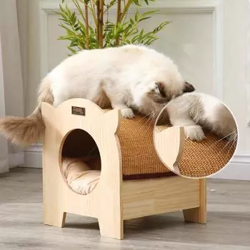 Когтеточка для кошек, шезлонг, умные когтеточки для кошек, 2-уровневый кошачий домик со сменными подушечками для кошек и кошек Cat Nest коричневый