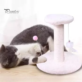 Когтеточка для кошек, сизалевая когтеточка с интерактивным мячом, когтеточка, плюшевое кошачье дерево-гнездо для домашних котят и кошек белый