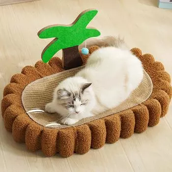 Когтеточка для кошек, украшение из кокосовой пальмы, коврик для кошек, износостойкий сизаль, когтеточка для домашних животных, шезлонг для дома