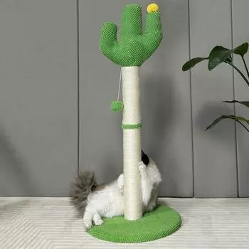Когтеточка для кошек Высокий кактусовый сизаль-когтеточка с интерактивным мячом Когтеточка для кошек