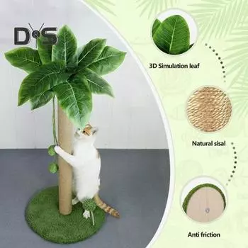 Когтеточка для кошек, высокая пальмовая доска-когтеточка с интерактивным мячом, сизалевая когтеточка для кошек, живущих в помещении A