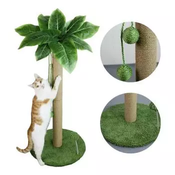 Когтеточка для кошек, высокая пальмовая доска-когтеточка с интерактивным мячом, сизалевая когтеточка для кошек