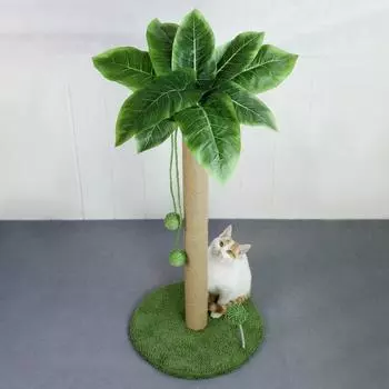 Когтеточка для кошек, высокая пальмовая доска-когтеточка с интерактивным мячом, сизаль, кошка