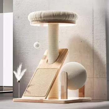 Когтеточка для маленьких кошек из цельного дерева, лазалки для котят, логово для кошек из сизаля, когтеточка, интерактивные игрушки для домашних животных