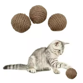 Когтеточки для кошек из пеньковой веревки, игрушки-мячи, устойчивые к укусам, катящиеся игрушки из сизаля для кошек, самодовольные Cat Toy