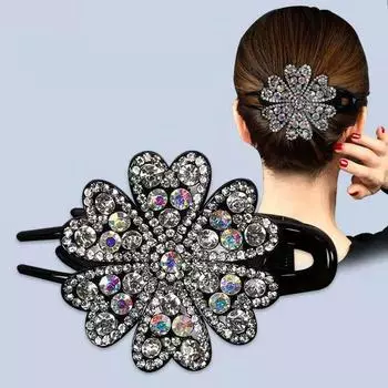 Когти для волос для девочек, заколки для волос с цветком, женские заколки со стразами, заколки в виде утконоса, заколки для волос с кристаллами