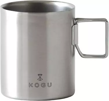 KOGU Coffee Tools Mug Double Mug 330ml из нержавеющей стали, можно мыть в посудомоечной машине, складная ручка, полая двойная структура, для кемпинга и отдыха на природе, Tsubame Sanjo 42165 серебряный
