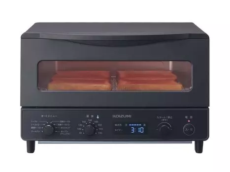 Koizumi Toaster Oven 1225W Temperature Adjustment Browning Adjustment Timer 4 Pieces Hot Sand Mesh Included Black KOS-1236/K