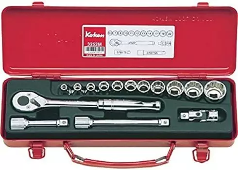 Koken Набор торцевых головок 15 шт. 3252M 3/8(9.5mm)КВ. серебряный