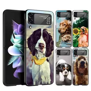 Кокер-спаниель собака милый чехол для телефона Samsung Z Flip3 Flip4 Flip5 чехол для Z Flip 3 Flip 5 4 5G черный жесткий складной чехол Samsung Z Flip