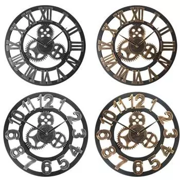 KOKKO 40 см Шестерня в индустриальном стиле, кварцевые настенные часы, наклейка, украшение для гостиной Roman Numerals золотистый