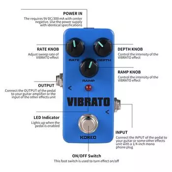 KOKKO FVB2 VIBRATO педаль эффектов для электрогитары портативный гитарный эффектор Vibrato Mini Single синий