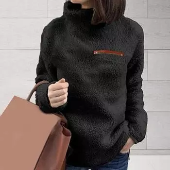 KOKKO Женская блузка однотонная плюшевая осенне-зимняя свободная ветрозащитная пуловер для вечеринки L белый