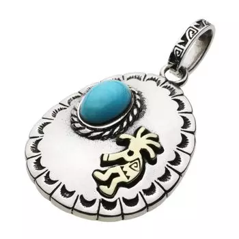Kokopelli Stone Pendant Turquoise fp0473 [Figmart] [Silver Accessory]