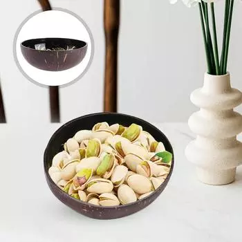 Кокосовая чаша, контейнер для конфет, скорлупа, держатель для орехов, закуски, салат, бамбук, деревянный детский офис серебряный