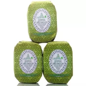 Кокосовое масло первого отжима, готукола и женьшень, священный базилик Савон, мыло с натуральным эфирным маслом для мужчин и женщин — нормальная кожа, упаковка из 3 шт. 80g X 3