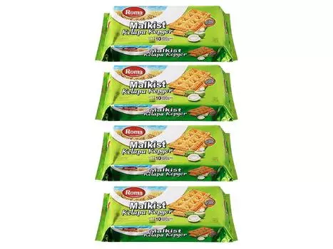 Кокосовые крекеры Kobe Bussan Roma Malkist KELAPA KOPYOR COCONUT CRACKERS Индонезийские крекеры со вкусом кокоса 125 г x 4 пакета (10 мешков)