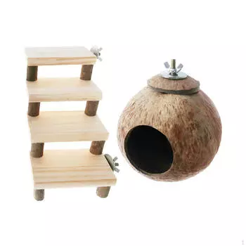 Кокосовый домик для хомяка, скрывающий домик, игровой аксессуар для беговой клетки, декор для среды обитания мелких животных