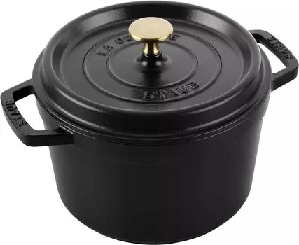 Кокотницы staub круглые черные большие эмалированные кастрюли с двумя ручками IH совместимые японские STAUB чугунные кокотницы Grand круглые черные Grand 20 см [Авторизованный