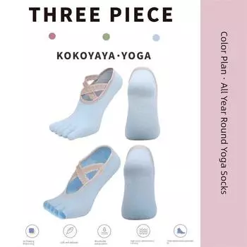 Kokoyaya Toe Socks Women s Yoga Pilates Summer Non-Slip Fitness Thin Split Toe Boat Socks Invisible Shallow Mouth Blue-Half Toe
