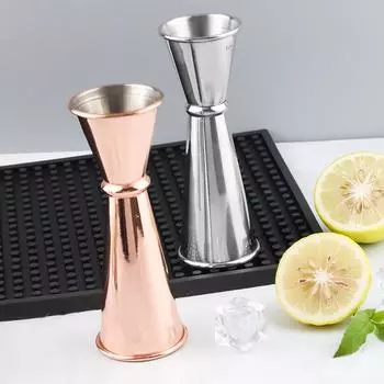 Коктейль-бар Джиггер из нержавеющей стали, японский дизайн, двойной мерный стакан для спиртных напитков, для домашнего бара, аксессуар для вечеринки, барный инструмент розового золота
