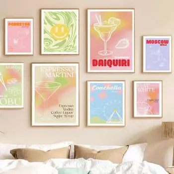 Коктейль Москва Мул Мартини Москва Дайкири вино настенная живопись на холсте плакаты на скандинавскую тему и принты настенные панно для декора бара 21cm30cm NoFrame