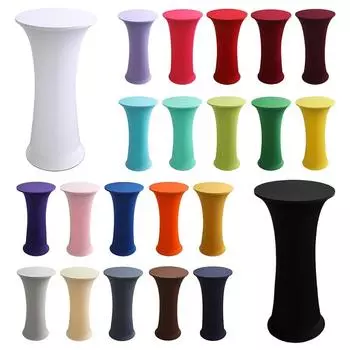 Коктейльная круглая скатерть l спандекс стрейч высокая верхняя часть круглого стола чехол для свадебного банкета дня рождения вечеринки на открытом воздухе бара ярмарка стол 60x110cm белый