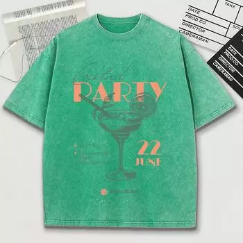 Коктейльная вечеринка Лимонный сок Принты Нью-Йорка Выстиранные Мужские Хлопковые Футболки Ретро Унисекс Футболка Топ Свободный Мягкий Унисекс Короткий Мужской S