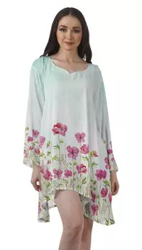 Коктейльное платье с длинным рукавом с принтом Moomaya Рождественские наряды Короткий праздник 2XL аквамарин