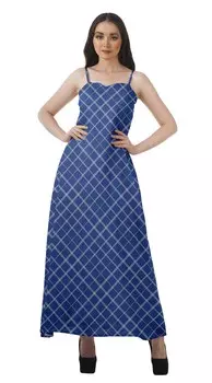 Коктейльные платья женщин без рукавов Moomaya с принтом из вискозы плюс платье размера 2XL синий