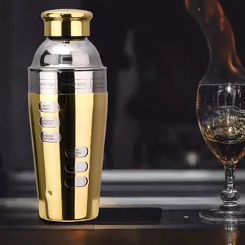Коктейльный шейкер для бармена, герметичный миксер для напитков, двухслойный, измерительный для вечеринки золотой