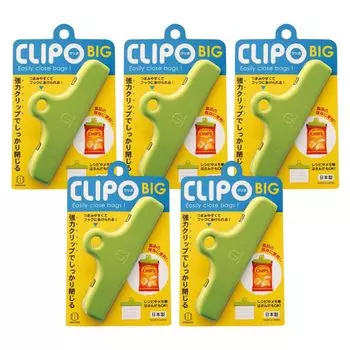 KOKUBO CLIPO BIG из 5 крепких, сделанных в Японии, крепких, фиксирующих зажимов для пакетов, которые можно использовать на кухне, в качестве зажима для заметок о еде, сладостях (Набор/Клип) (Можно хранить/подвешивать на крючок)