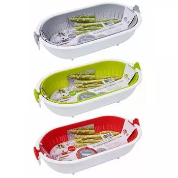 КОКУБО Овальный дуршлаг и чаша (1,5 л) Фильтр без бисфенола-А Зеленый/Красный/Серый KK-311