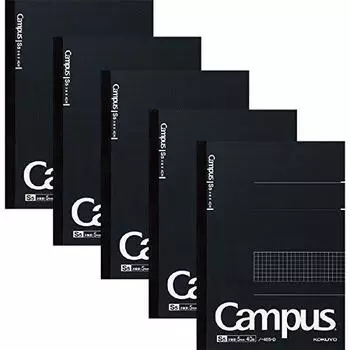 KOKUYO Campus Note Semi-B5 5mm grid ruled 40 sheets black x 5