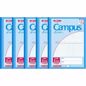 KOKUYO Campus Notes, для склеивания с помощью печати, сетка 5 мм (10 мм сплошные линии), Набор из 5