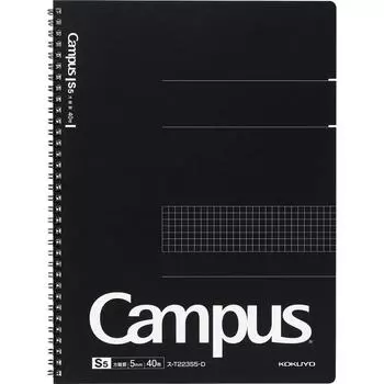 KOKUYO Campus Twin Ring Notebook для взрослых Campus Graph в линейку 40 листов S-T223S5-D чёрный