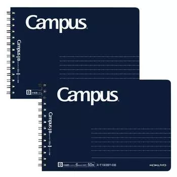KOKUYO Campus Twin Ring Notebook для взрослых Campus половинного размера в точку B в линейку B6 деформация темно-синий 50 листов набор из 2 книг S-T193BT-DBX2SET