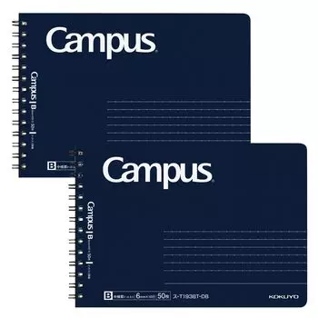 KOKUYO Campus Twin Ring Notebook для взрослых Campus половинного размера в точку B в линейку B6 деформация темно-синий 50 листов набор из 2 книг S-T193BT-DBX2SET