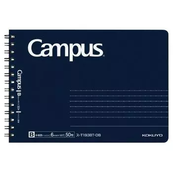 KOKUYO Campus Twin Ring Notebook для взрослых Campus половинного размера в точку B в линейку B6 деформация темно-синий 50 листов S-T193BT-DB тёмно-синий