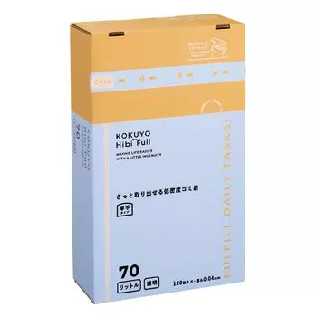 KOKUYO Cleaning Supplies HibiFull Quick Removal Low Density Garbage Bags Thick 70L Transparent 120 Sheets KHF-GL252T