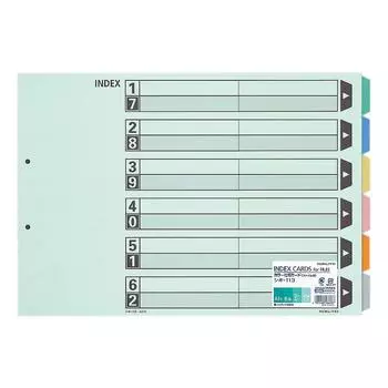 KOKUYO File Index Color Divider Card for Files 6 Headings 2 Holes A3 Horizontal 10 Sets Shiki-113