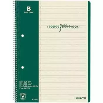 KOKUYO filler notebook B5 margin lined 40 sheets 10 books B-ruled