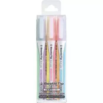 KOKUYO Highlighter Pen 2 Color Fluorescent Marker Beetle Tip Dual Color Soft Color 3 Pieces 6 Color Set PM-L313-3S