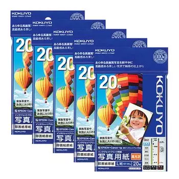 Kokuyo Inkjet Photo High L 20 Sheets per 5 Paper, Gloss, Size, Pack, Books, KJ-D12L-20NX5