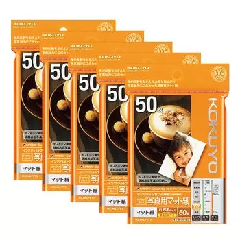 KOKUYO Копировальная бумага для струйного принтера Матовая фото 50 листов, Бумага, Бумага, Листы, Открытки, 5, KJ-M14H-50X5