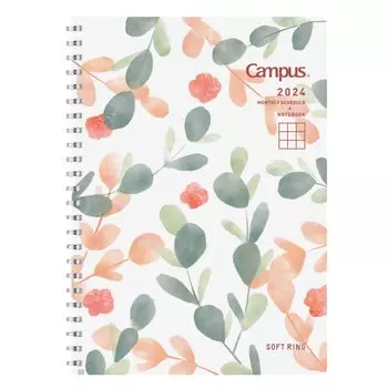 KOKUYO Мягкое кольцо 2024 A5 ежемесячный блок цветочный узор начало декабря 2023 ежедневник-блокнот Ni-SMNL2-A5-24