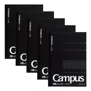KOKUYO Note Campus Note Adult Campus Graph в линейку A5 80 листов 5 книг в упаковке No-108S5-DX5SET черный